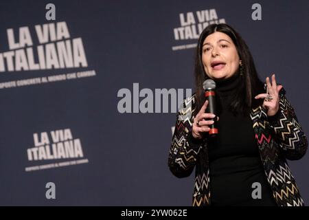 Roma, Italien. Dezember 2024. Chiara Colosimo in occasione di &#x2018;Atreju 2024 - La Via italiana“, politica e Villaggio di Natale di Fratelli d'Italia FDI A Roma Domenica 08 Dicembre 2024 (Foto Mauro Scrobogna/LaPresse) Chiara Colosimo anlässlich von &#x2018;Atreju 2024 - der italienische Weg', Politik und das Weihnachtsdorf der Brüder Italiens FDI am Sonntag, 08. Dezember 2024 in Rom. (Foto: Mauro Scrobogna/LaPresse) Credit: LaPresse/Alamy Live News Stockfoto