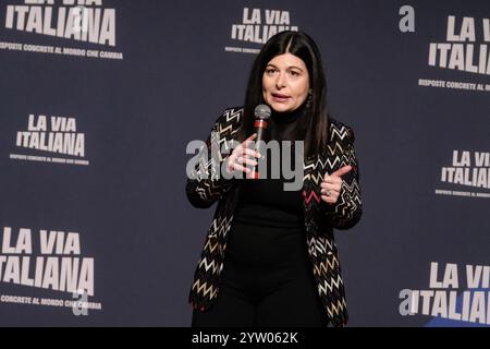 Roma, Italien. Dezember 2024. Chiara Colosimo in occasione di &#x2018;Atreju 2024 - La Via italiana“, politica e Villaggio di Natale di Fratelli d'Italia FDI A Roma Domenica 08 Dicembre 2024 (Foto Mauro Scrobogna/LaPresse) Chiara Colosimo anlässlich von &#x2018;Atreju 2024 - der italienische Weg', Politik und das Weihnachtsdorf der Brüder Italiens FDI am Sonntag, 08. Dezember 2024 in Rom. (Foto: Mauro Scrobogna/LaPresse) Credit: LaPresse/Alamy Live News Stockfoto