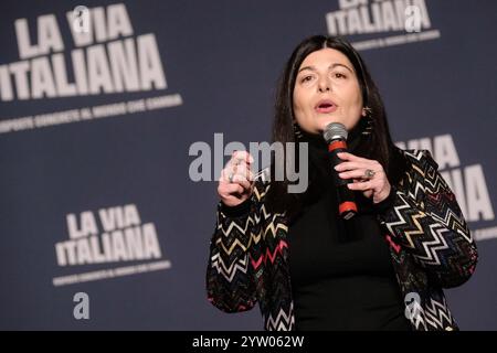 Roma, Italien. Dezember 2024. Chiara Colosimo in occasione di &#x2018;Atreju 2024 - La Via italiana“, politica e Villaggio di Natale di Fratelli d'Italia FDI A Roma Domenica 08 Dicembre 2024 (Foto Mauro Scrobogna/LaPresse) Chiara Colosimo anlässlich von &#x2018;Atreju 2024 - der italienische Weg', Politik und das Weihnachtsdorf der Brüder Italiens FDI am Sonntag, 08. Dezember 2024 in Rom. (Foto: Mauro Scrobogna/LaPresse) Credit: LaPresse/Alamy Live News Stockfoto