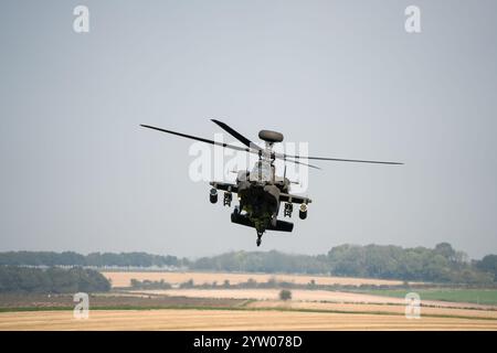 Nahaufnahme einer britischen Armee Boeing Apache Kampfhubschrauber AH2 AH-64E AH64 Army Air Corp AAC Stockfoto