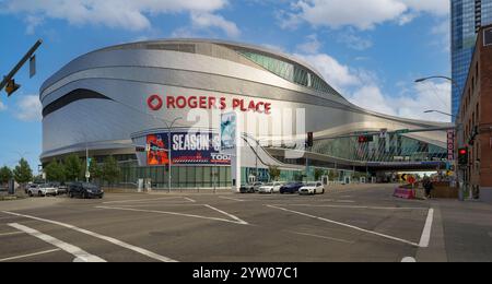 Rogers Place, Heimstadion der Oilers, an der 10220 104 Ave NW im Zentrum von Edmonton, Alberta Stockfoto