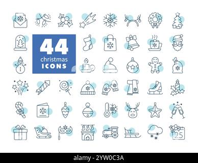 Fröhliche Weihnachten Symbol Set Vektor. Winterschild. Diagrammsymbol für Event- und Feiertags-Website und Apps Design, Logo, App, UI Stock Vektor