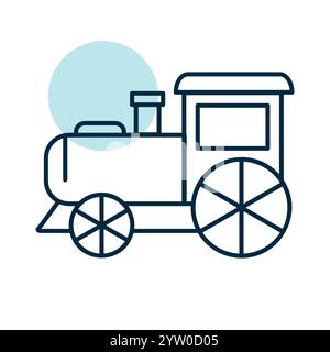 Vektor-Symbol für eine Vintage-Dampflokomotive. Verkehrsschild für Kinderbahnen. Diagrammsymbol für Event- und Feiertags-Website und Apps Design, Logo, App, UI Stock Vektor