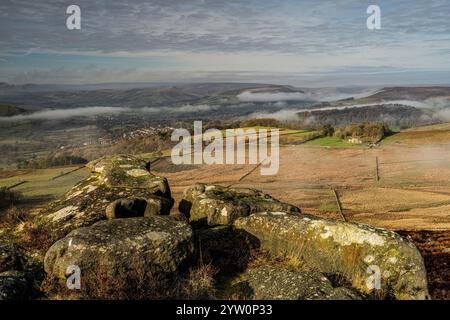 Hope Valley von Owler Tor, Peak District Stockfoto