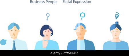 Geschäftsmann männlich und weiblich - Symbol für negatives Gesicht - einfache Vektor-Illustration Stock Vektor