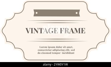 Vintage-Rahmen mit dekorativem Band für einen Hauch von Eleganz, perfekt für Einladungen, Ankündigungen oder Zertifikate, mit klassischem Design und anpassbarem Textbereich Stock Vektor