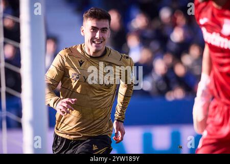 Spanisches La Liga EA Sports Fussballspiel Leganes gegen Real Sociedad im Butarque-Stadion in Leganes, Madrid, Spanien. Dezember 2024. 900/Cordon Press Credit: CORDON PRESS/Alamy Live News Stockfoto