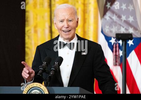 Washington, Usa. Dezember 2024. Präsident Joe Biden sprach bei einer Veranstaltung zu Ehren derer, die vom Kennedy Center heute Abend im Weißen Haus geehrt wurden. Quelle: SOPA Images Limited/Alamy Live News Stockfoto