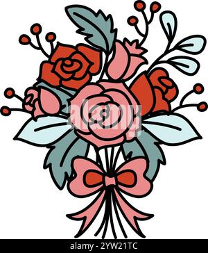 Rosenstrauß mit Bogen Vektor Stock Vektor