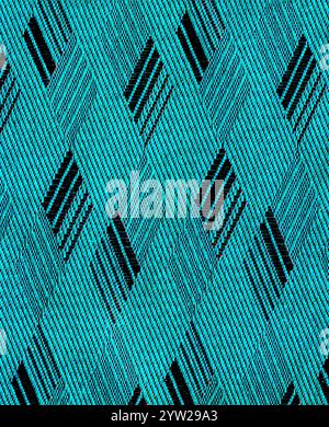 Cyan und schwarze Raute bilden eine Textur Stockfoto