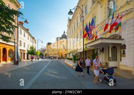 sibiu, rumänien - 25. juni 2017: Stadtzentrum der Altstadt. Urbane Landschaft. Wunderschönes Architekturerbe. Beliebtes Reiseziel. Sommerurlaub Stockfoto