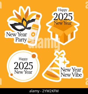Feierliches Happy New Year 2025 Illustration für festliche Etikettenvorlagen Stock Vektor