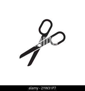 Symbol für eine Schere. Scharfes Schneidwerkzeug. Schwarze Vektorsilhouette. Einfache Umrissform. Stock Vektor