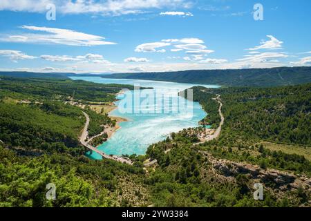 Hochwinkelansicht des Lac de Sainte-Croix Stockfoto