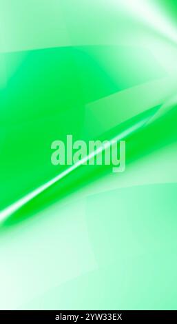 Abstrakter grüner und weißer Farbverlauf mit glatten Linien und einem leichten Lichtkegel. Stockfoto