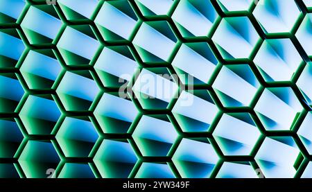 Abstraktes geometrisches Wabenmuster in Blau und weiß. Stockfoto