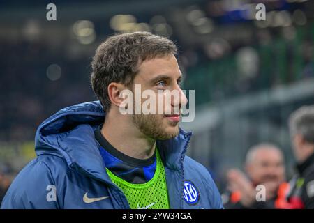 Mailand, Italien. Dezember 2024. Carlos Augusto von Inter, der während des Fußballspiels der Serie A 2024/2025, zwischen Inter und Parma im Giuseppe Meazza Stadion zu sehen war. Endpunktzahl: Inter 3:1 Parma. (Foto: Tommaso Fimiano/SOPA Images/SIPA USA) Credit: SIPA USA/Alamy Live News Stockfoto