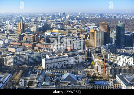 Luftaufnahme, Postsdamer Platz, Bahnturm, City West, Tiergarten, Berlin Mitte, Berlin, Deutschland, Europa Stockfoto