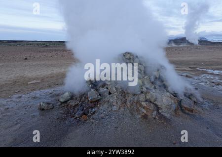 Solfatara, geothermisches Gebiet Hverir, Namafjall, Myvatn, Island, Europa Stockfoto