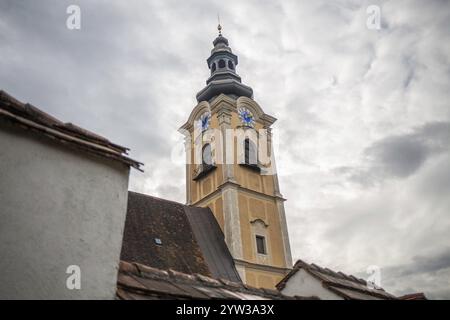 Kirchturm, Jakobikirche, Leoben, Steiermark, Österreich, Europa Stockfoto