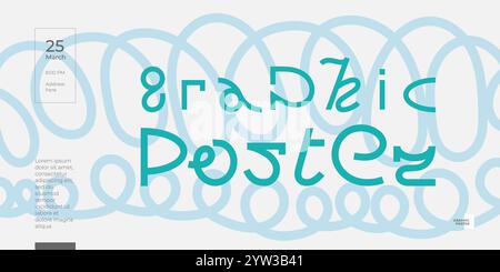Abstraktes Banner mit auffälligen Formen und stilvoller Typografie. Geschwungene Designs verbinden sich mit minimalistischem Stil und schaffen eine frische, moderne Ästhetik für zeitgenössische Kunstausstellungen oder kreative Ausstellungsräume Stock Vektor