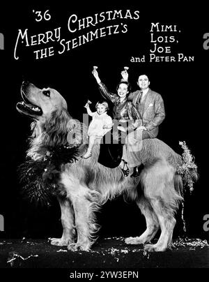 1936 Steinmetz Weihnachtskarte mit Steinmetz, seiner Frau Lois und ihrer Tochter Lois Duncan Stockfoto