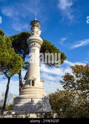 Leuchtturm der Italiener von Argentinien, ein Werk, das 1911, dem fünfzigsten Jahrestag der Gründung des Königreichs Italien, vom Architekten Manfredo Manfredi auf Initiative der Italiener geschaffen wurde, die nach Argentinien auswanderten – Rom, Italien Stockfoto