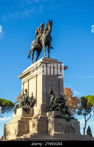 Denkmal von Giuseppe Garibaldi (1807–1882), italienischer General und Politiker, Schriftsteller, Seemann und Patriot auf dem Platz Gianicolo - Rione Trastevere, Rom, Italien Stockfoto