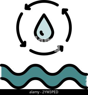 Symbol für Wasserleitung filtern. Osmose und Entsalzung. Filtrationsprozess. Trinkwasser. Farbzeichen der Filter-Wasservektorsymbole für Webdesign isoliert o Stock Vektor