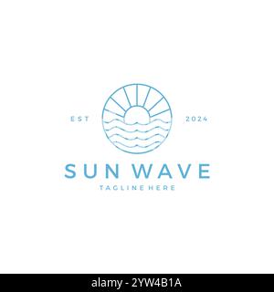 Design Mit Sun Wave Logo. Sonnenuntergang Symbol Vektor Stock Vektor