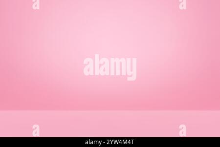 Pinkfarbener leerer Studiohintergrund mit sanfter Farbverlaufsbeleuchtung. 3D-Rendern minimalistischer Hintergrundfläche Stock Vektor