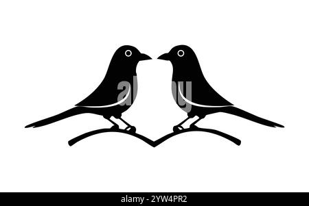 Liebe Vogel Silhouette, zwei Vögel sitzen auf Zweig romantische Vibe Vektor Silhouette Illustration Stock Vektor