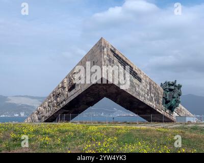 NOWOROSSIJSK RUSSLAND - 02. SEPTEMBER 2023 Ensemble-Gedenkstätte Malaya Semlja in der Heldenstadt Noworossijsk. Stockfoto