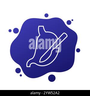 Magenchirurgie-Icon mit Magen, Linienvektor Stock Vektor