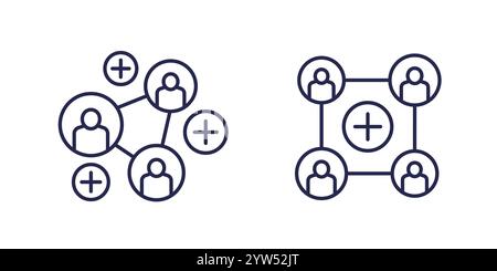 Verweise Zeilensymbole mit Personen Stock Vektor