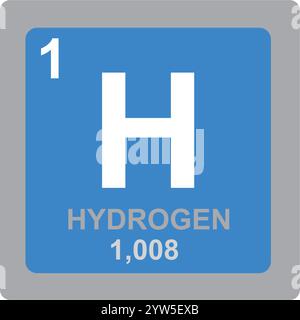 Wasserstoffsymbol. Chemisches Element des Periodensystems. Vektorgrafik. Stock Vektor