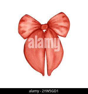 Abbildung eines roten Aquarellbogens. Der Bogen ist handgezeichnet in Aquarelltechnik. Für Ihr Design Stockfoto