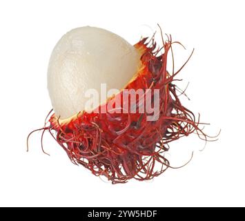 Köstliches reifes Rambutan, isoliert auf Weiß. Exotische Früchte Stockfoto