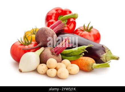 Gemüsemischpfad isoliert auf weiß Stockfoto