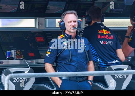 Yas Marina, Rieti, Abu Dhabi. Dezember 2024. Christian Horner (GBR) - RedBull Racing Team Principal während der Freitagssitzung des Formel 1 Etihad Airways Abu Dhabi Grand Prix 2024, Yas Marina, Abu Dhabi 6-8. Dezember 2024 (Bild: © Alessio de Marco/ZUMA Press Wire) NUR ZUR REDAKTIONELLEN VERWENDUNG! Nicht für kommerzielle ZWECKE! Stockfoto