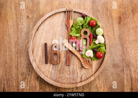 Intermittierende Nüchternleistungen. Intermittierendes Fastenkonzept 16:8. Stockfoto