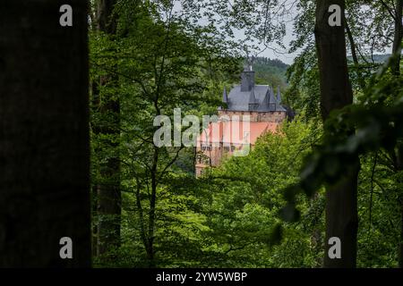 Blick auf die Burg Kriebstein Stockfoto