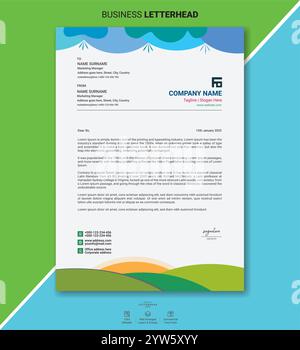 Modernes Vorlagen-Paket für Firmenbriefbögen mit minimalen abstrakten Designs, klaren Layouts, professionellem Branding und druckfertigen Geschäftsdokumenten Stock Vektor