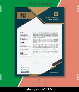 Modernes Vorlagen-Paket für Firmenbriefbögen mit minimalen abstrakten Designs, klaren Layouts, professionellem Branding und druckfertigen Geschäftsdokumenten Stock Vektor