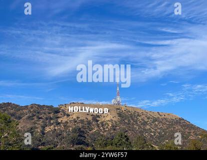 Das berühmte Hollywood-Schild in den Holywood Hills mit Blick auf Los Angeles, Kalifornien, USA Stockfoto