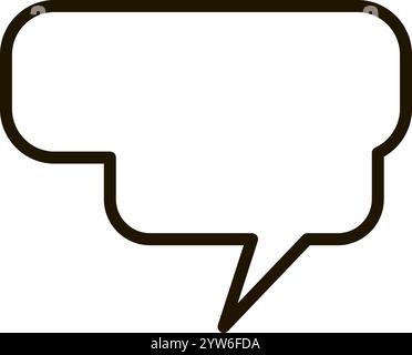 Einfache, leere Sprechblase mit abgerundeten Ecken und einer spitzen Spitze, die Konversation, Botschaften und den Ausdruck von Gedanken oder Ideen symbolisiert Stock Vektor