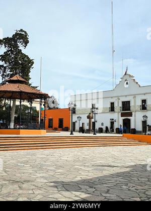 Zempoala, Hidalgo, Mexiko - 14. Februar 2024: Die magische mexikanische Stadt Zempoala im Bundesstaat Hidalgo mit Kulturtourismus ist die Hauptattraktion Stockfoto