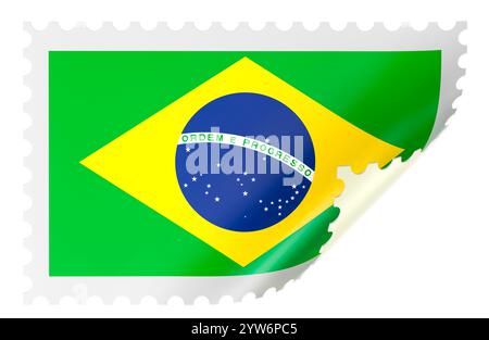 Brasilianische Briefmarke, brasilianische Briefmarke. 3D-Rendering isoliert auf weißem Hintergrund Stockfoto