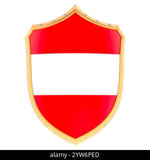 Schild mit österreichischer Flagge, 3D-Rendering isoliert auf weißem Hintergrund Stockfoto