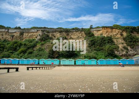 Strandhütten am Sandown Beach, Isle of Wight Stockfoto